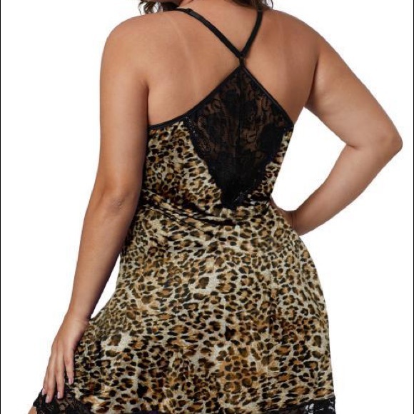 Leopard Chemise with Lace Trim - Picture 2 of 7